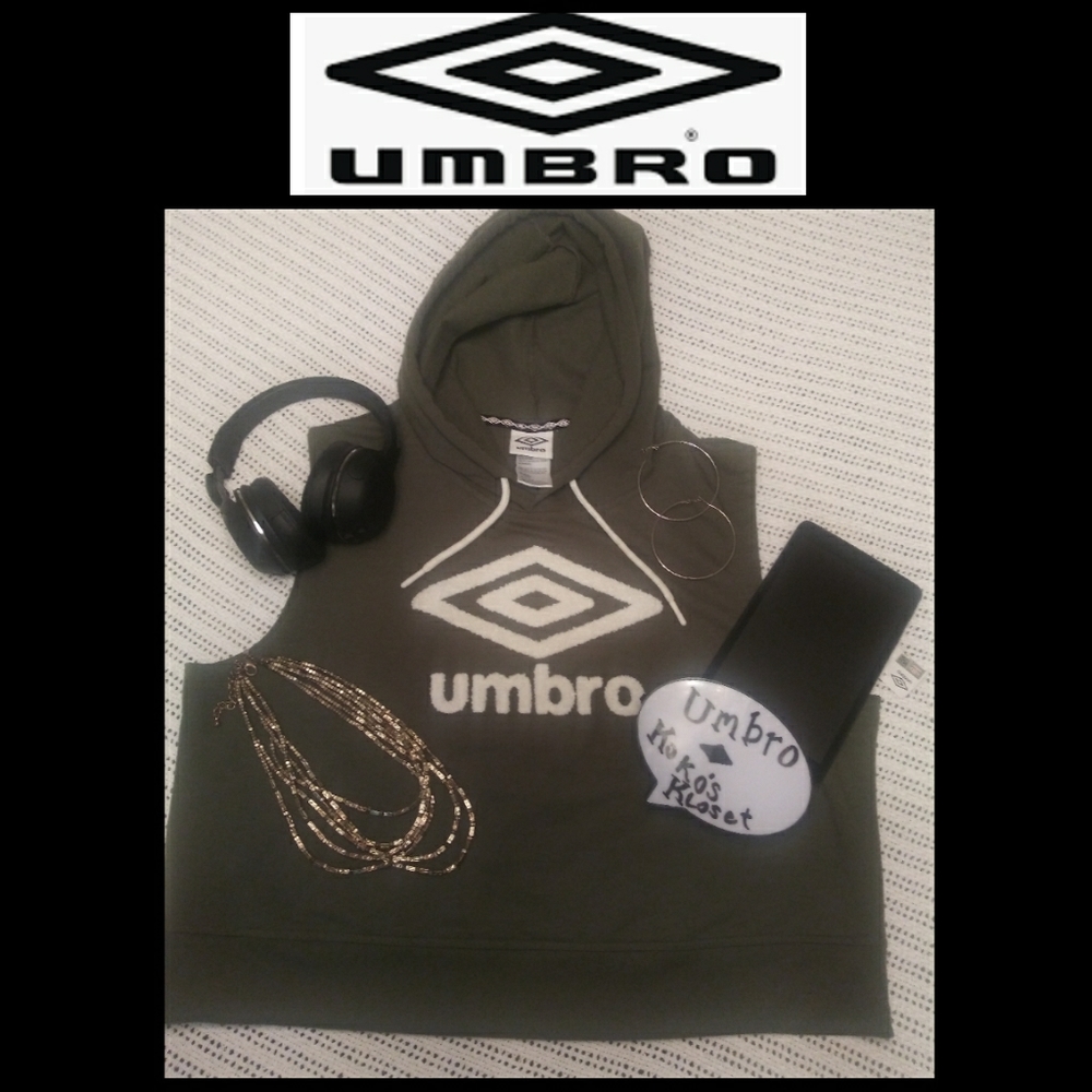 💎UMBRO💎Women's Green Sleeveless Cropped Hoodie
